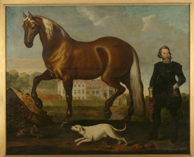 A Bay Horse with View of Welbeck Abbey – West Front by English School